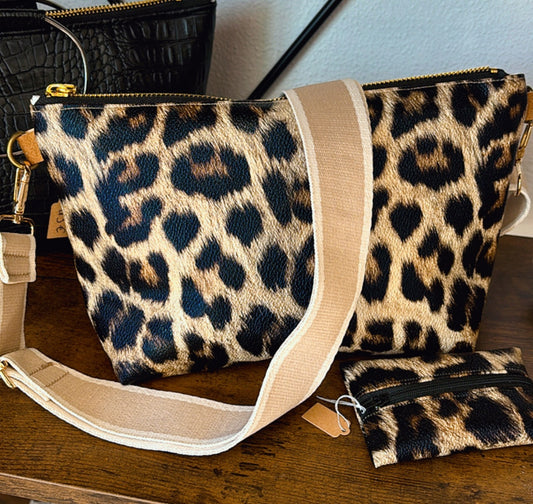 Sac bandoulière simili cuir Leopard