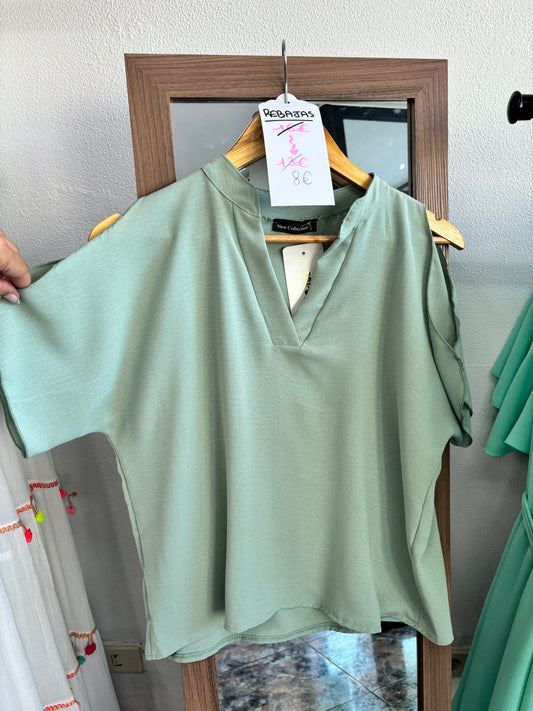 Blouse fluide vert d’eau