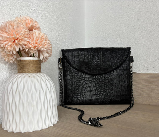 Pochette Simili cuir Noir artisanale