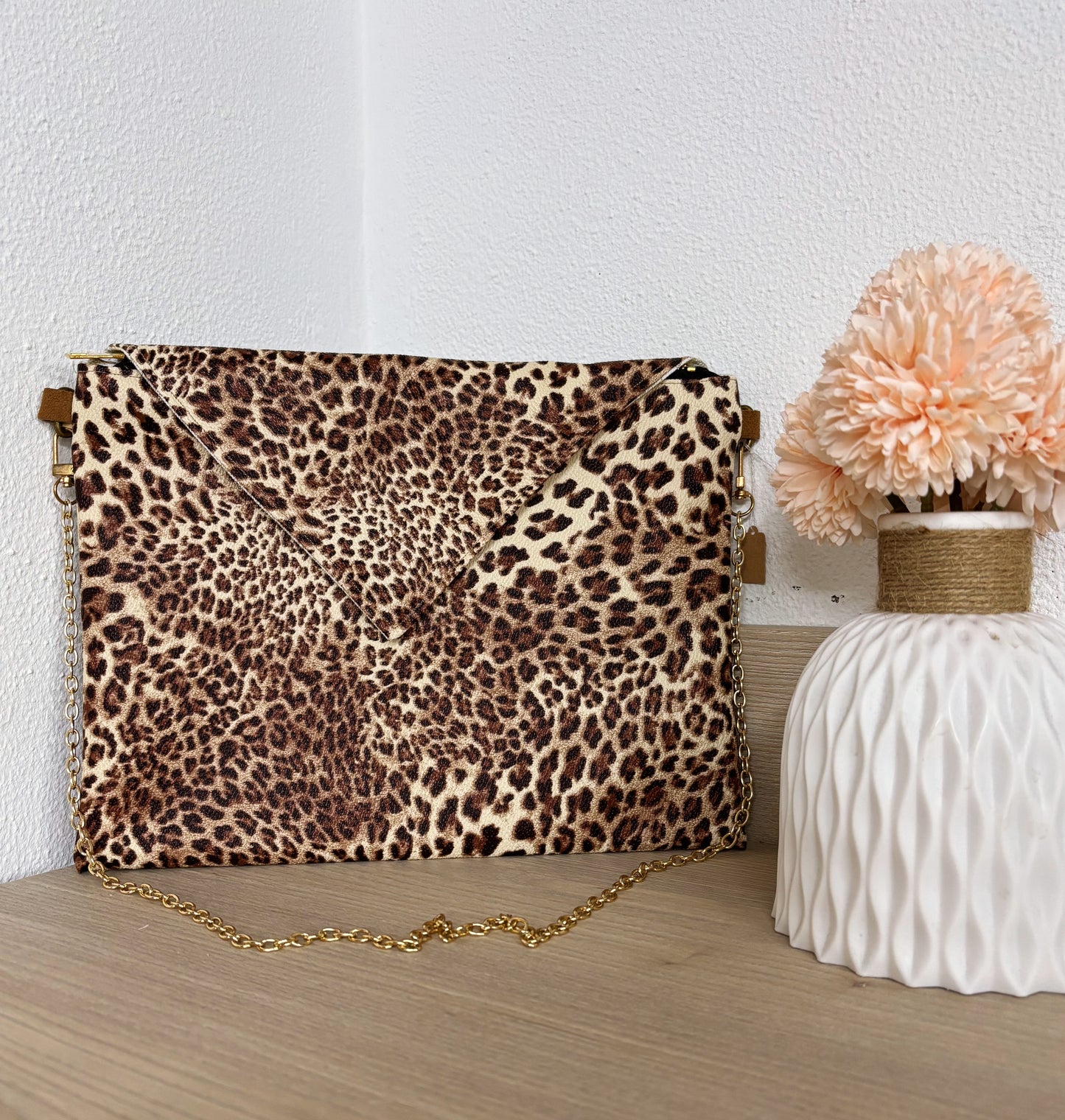 Pochette leopard grand format artisanale