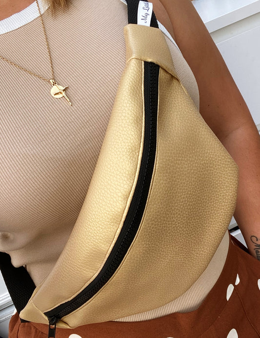 Sac banane simili cuir Gold