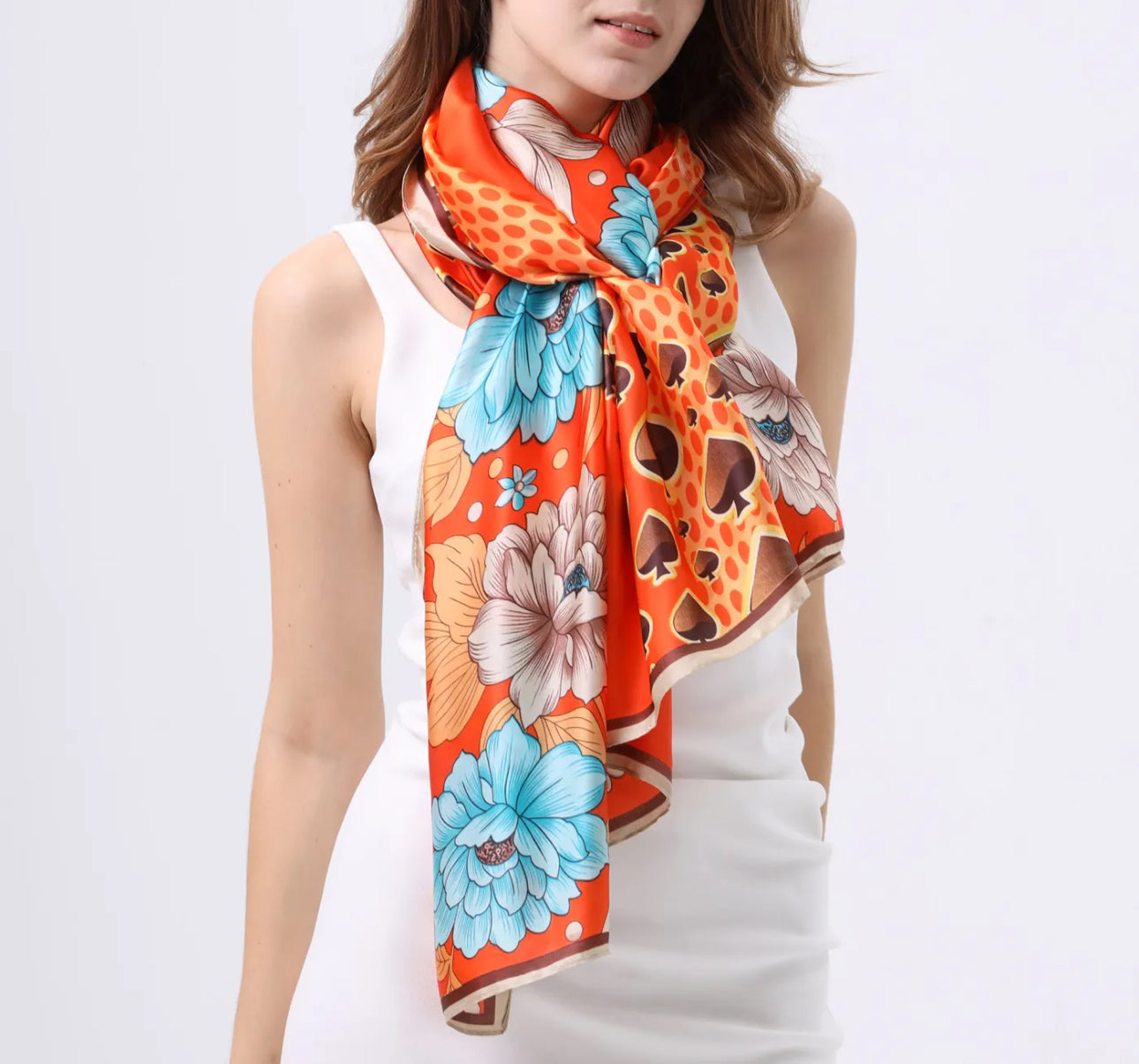 Foulard Flora -  coloris orange