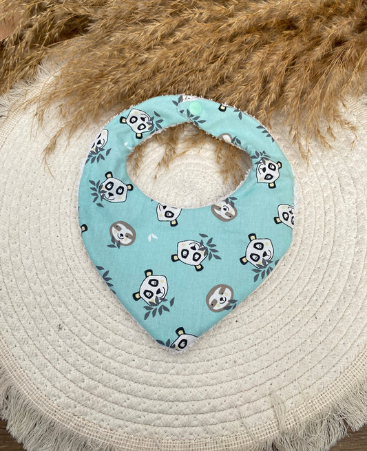 Bavoir bandana panda bleu