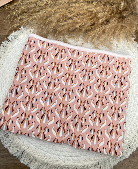 Pink peacock snood